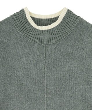 Green Parks 配色リラックスモールニットワンピース Gray