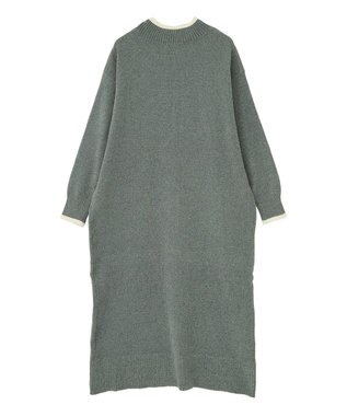 Green Parks 配色リラックスモールニットワンピース Gray