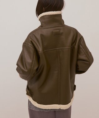 AMERICAN HOLIC ボアフェイクレザーブルゾン Dark Brown