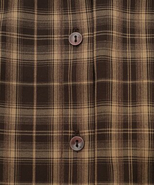 earth music&ecology SET2点チェック柄シャーリングビスチェ＋シャツ Brown