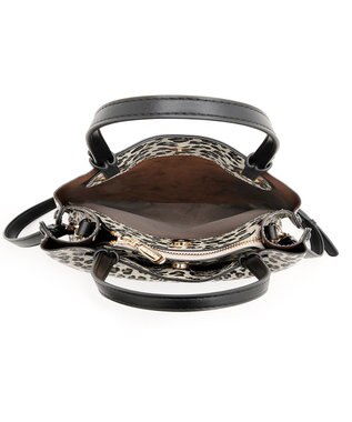 MioFIRANO カジュアルシックレオパードハンドバッグ 2WAY パスケース付き　FIRANO フィラノ BLACK