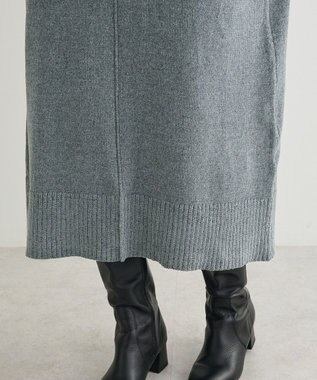 Green Parks 配色リラックスモールニットワンピース Gray