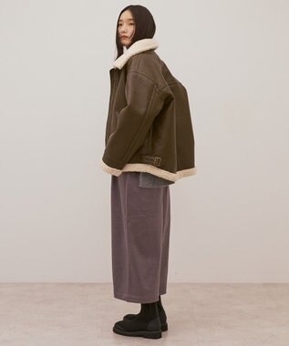 AMERICAN HOLIC ボアフェイクレザーブルゾン Dark Brown