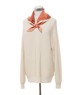 MOONBAT FURLA モノグラム柄シルク100%スカーフ 65×65cm ライトオレンジ