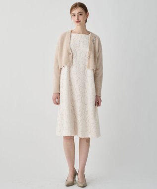 23区 【APPLAUDIR】ファンシーボレロ ビジューボタン Vネックカーディガン ベージュ系