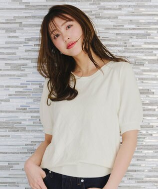 Tiaclasse 【洗える】ダイヤ柄編みサマーニットトップス オフホワイト