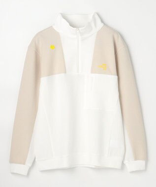 PW CIRCULUS 今が旬トップス！【ドライな肌触り / UV遮蔽率98.9% UVカット / ストレッチ】【MEN】ワッフルハーフジップトップス  ゴルフ ホワイト系