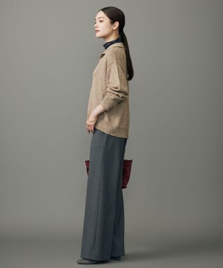 自由区 S ペーパーウールコットン襟付き ニット キャメル系