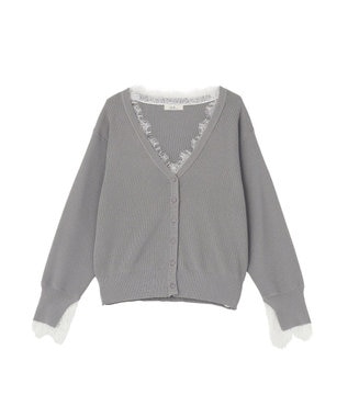 earth music&ecology レーストリムカーディガン Gray