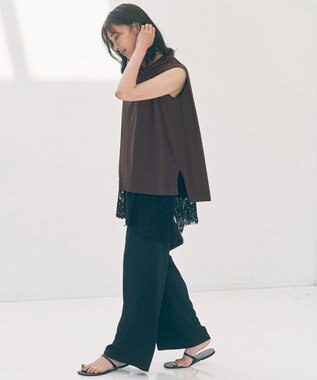 UNFILO スゴ機能美ニット ショルダータック ノースリーブ ブラウン