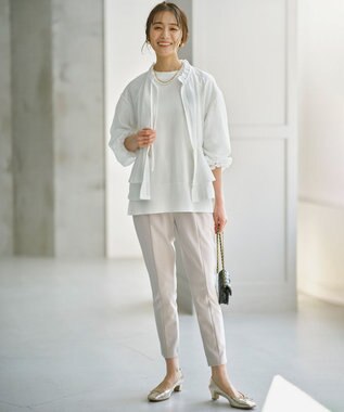 組曲 L 【WEB限定】コットンポリエステル リラクシーニット パールホワイト系