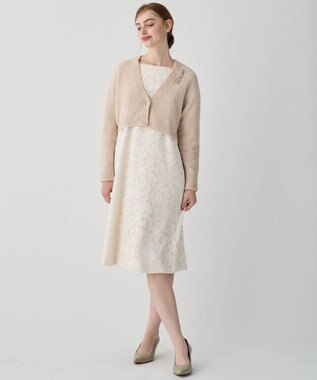 23区 【APPLAUDIR】ファンシーボレロ ビジューボタン Vネックカーディガン ベージュ系