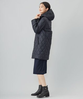 J.PRESS LADIES 【WEB限定カラーあり・洗える】コンパクトタフタキルティング フーデッド コート ネイビー系