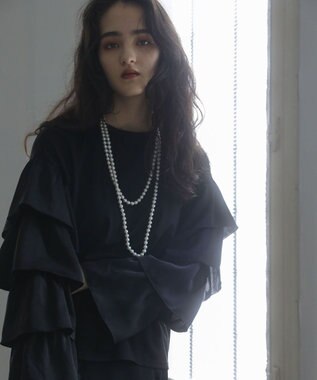 Green Parks ■ＥＳＣＡＲ　フリルスリーブプルオーバー Black