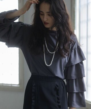 Green Parks ■ＥＳＣＡＲ　フリルスリーブプルオーバー Black