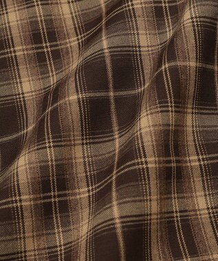 earth music&ecology SET2点チェック柄シャーリングビスチェ＋シャツ Brown