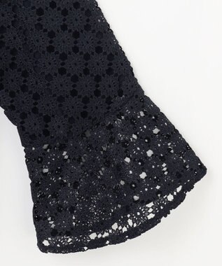 組曲 【WEB限定】フラワーレース 袖フレアトップス ネイビー系