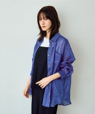 YECCA VECCA 3wayシアーリネンシャツ Blue