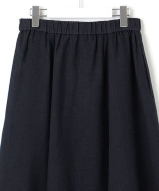 23区 【洗える】LIBECO フレア ロングスカート ネイビー系