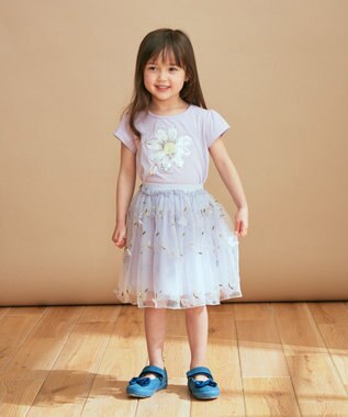 ANY KIDS シャラシャラビーズ Ｔシャツ ラベンダー（花）