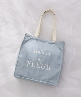 Maison de FLEUR デニムブランドロゴスクエアトートバッグ