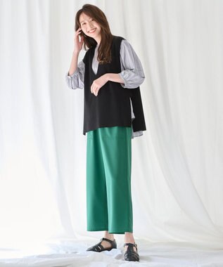 ANY L 【洗濯機可】サイドリボン ニットベスト ブラック