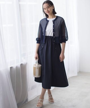 組曲 メッシュニット カーディガン ネイビー系