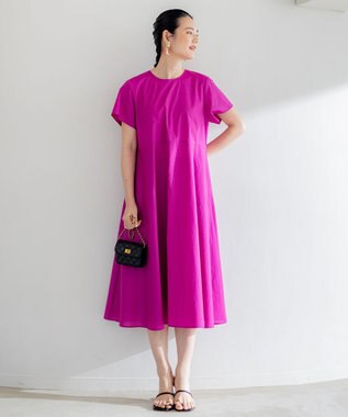 組曲 【洗える・共布ベルト付き】ナチュラル サマードレス パープル系