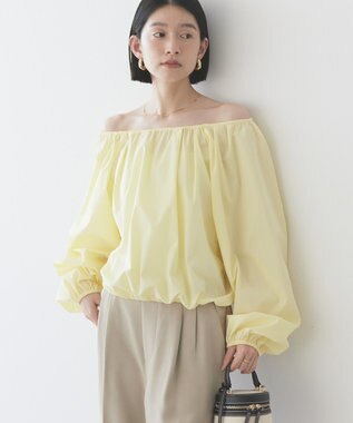 AMERICAN HOLIC イージーケアオフショルダーギャザーブラウス Yellow