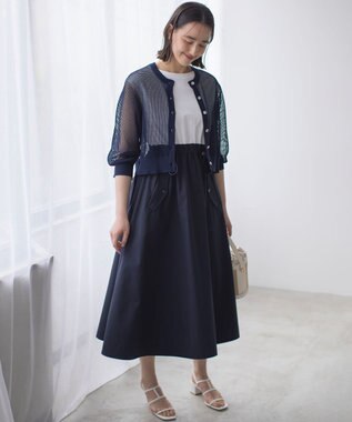 組曲 メッシュニット カーディガン ネイビー系