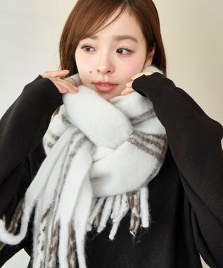 WEGO 【マフラー/ユニセックス着用】ワイドフリンジストール 柄1