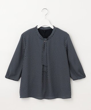 J.PRESS LADIES L 幾何プリント ボウタイ カットソー ネイビー系5