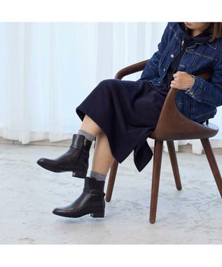 ing <ing>【WEB限定】ベルトデザインミドルブーツ ブラック