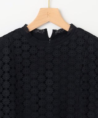 組曲 【WEB限定】フラワーレース 袖フレアトップス ネイビー系