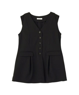 Green Parks 多釦タックジレ Black
