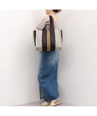 UNBILLION カシュカシュ cachecache / マルチカラーストライプ2wayスクエアトート シー