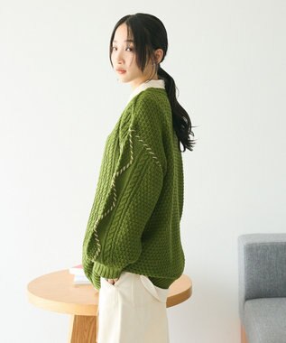 CRAFT STANDARD BOUTIQUE ハンドステッチケーブルニットチュニック Green