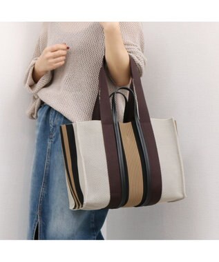 UNBILLION カシュカシュ cachecache / マルチカラーストライプ2wayスクエアトート