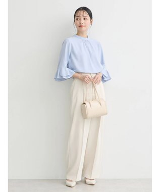 earth music&ecology ラッフル７分袖ブラウス Sax