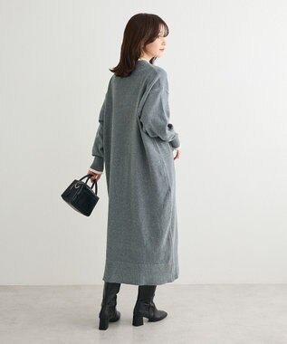 Green Parks 配色リラックスモールニットワンピース Gray