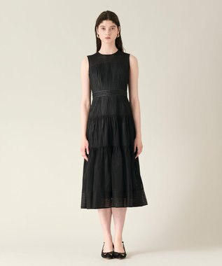 GRACE CONTINENTAL ストライプレースフレアドレス ブラック