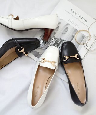 Pointer 日本製 ビット付きヒールアップローファー オフホワイト