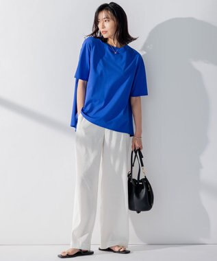 23区 【洗える】ALBINIジャージー バックフレア Tシャツ ブルー系