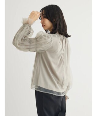 Green Parks ・ＥＬＥＮＣＡＲＥ　ＤＵＥ　チュールハイネックブラウス Gray Beige