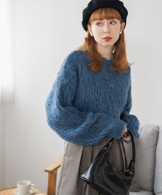 WEGO ブラッシュニットショートプルオーバー ブルーその他