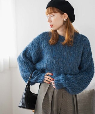 WEGO ブラッシュニットショートプルオーバー ブルーその他