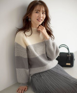 ANY SIS 【洗える】グラデーションフェザー ニット グレー系