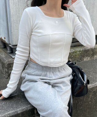 WEGO ヴィンテージウォッシュコルセットデザイントップス オフホワイト