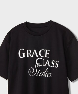 GRACE CONTINENTAL レタードシルケットTシャツ ブラック
