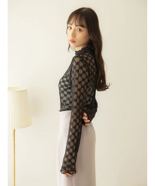 earth music&ecology ハイネックシアーフラワーインナー Black